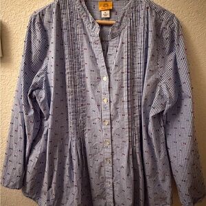 Ruby Rd. Blue and White Checkered Button Down Shirt